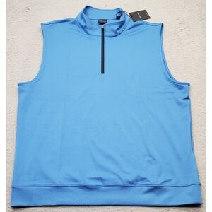 Dunning 1/4 Zip Golf Vest Mens XL Blue Striped Performance Stretch Sleeveless